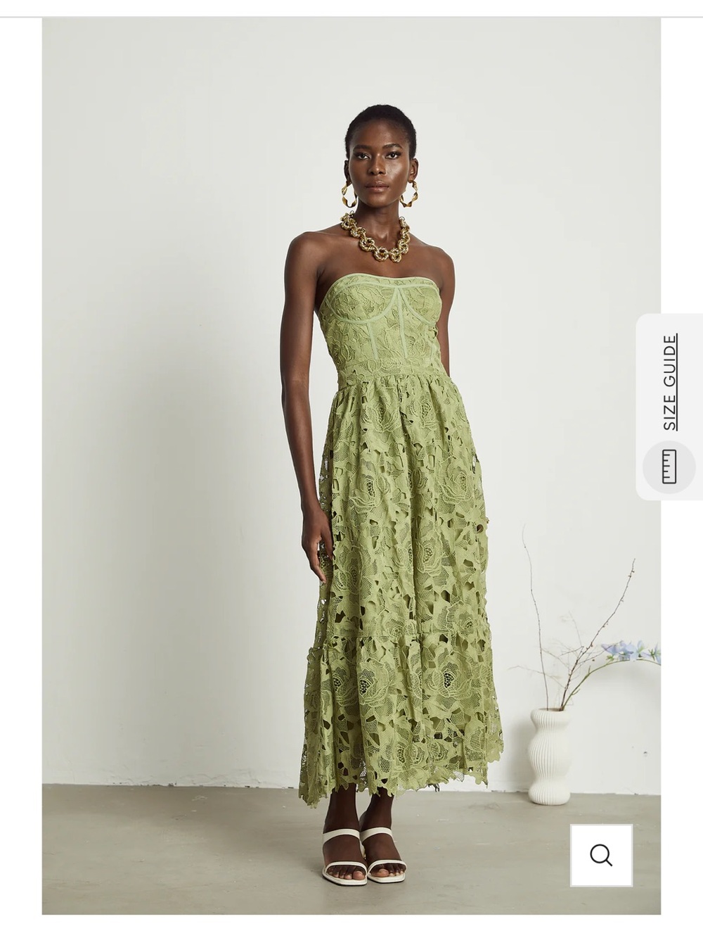NWT Miss Rosier Inès lace floral embroidered cut-out midi dress